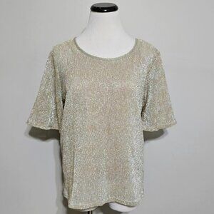 NWT Moon River Gold Metallic Ribbed Blouse Set S Top / Camisole